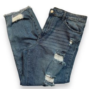 Sol High Rise Straight Leg Distressed Jeans, 17/33 w